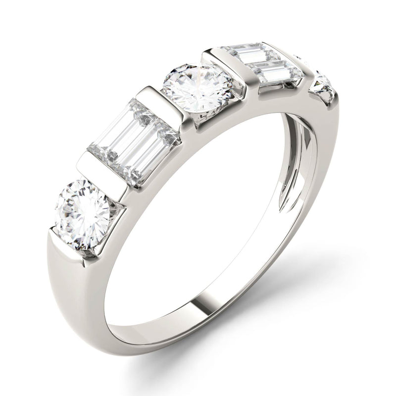 1.15 CTW DEW Straight Baguette Moissanite Stackable Ring in 14K White Gold