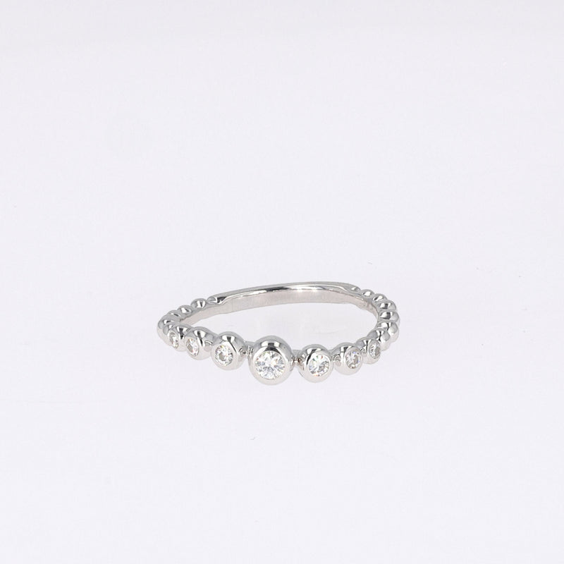 0.18 CTW DEW Round Near-Colorless Moissanite Band in 14K White Gold