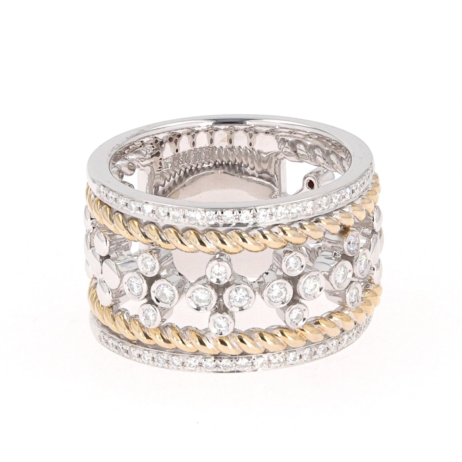 0.38 CTW DEW Round Near-Colorless Moissanite Fashion Band in 14K Two-Tone Gold