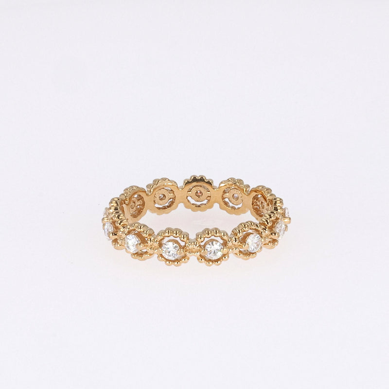 0.59 CTW DEW Round Near-Colorless Moissanite Band in 14K Yellow Gold