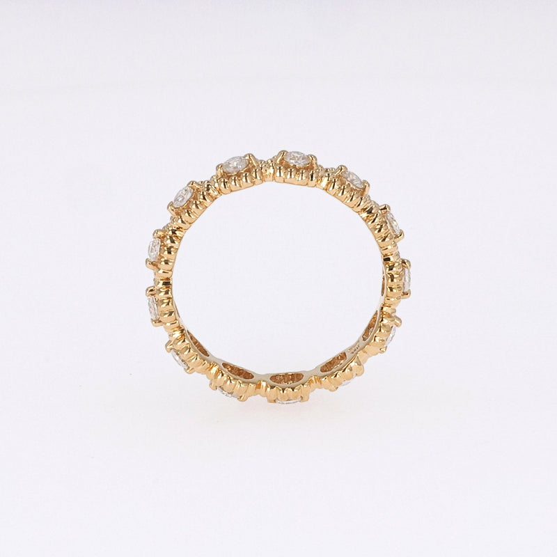 0.59 CTW DEW Round Near-Colorless Moissanite Band in 14K Yellow Gold