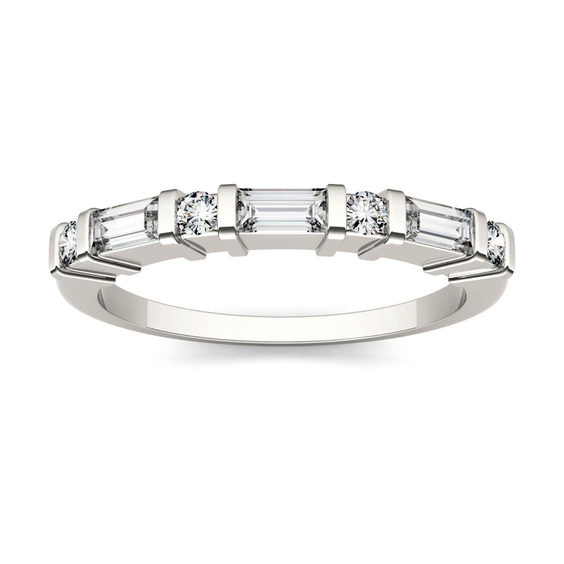 0.47 CTW DEW Straight Baguette Moissanite Stackable Ring in 14K White Gold