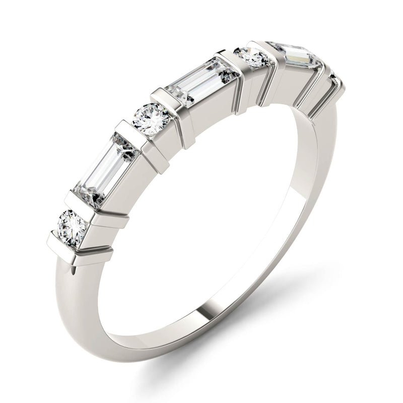 0.47 CTW DEW Straight Baguette Moissanite Stackable Ring in 14K White Gold