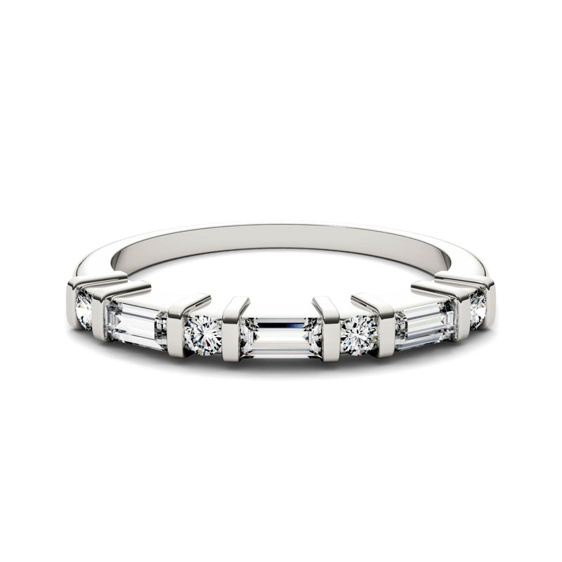 0.47 CTW DEW Straight Baguette Moissanite Stackable Ring in 14K White Gold