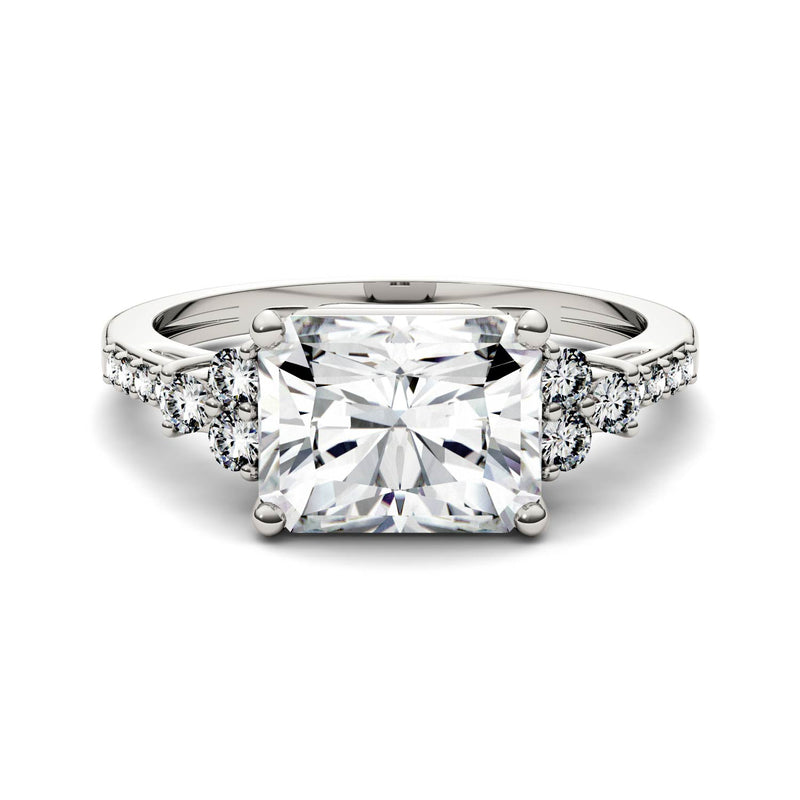 2.90 CTW DEW Radiant Moissanite Engagement Ring in 14K White Gold