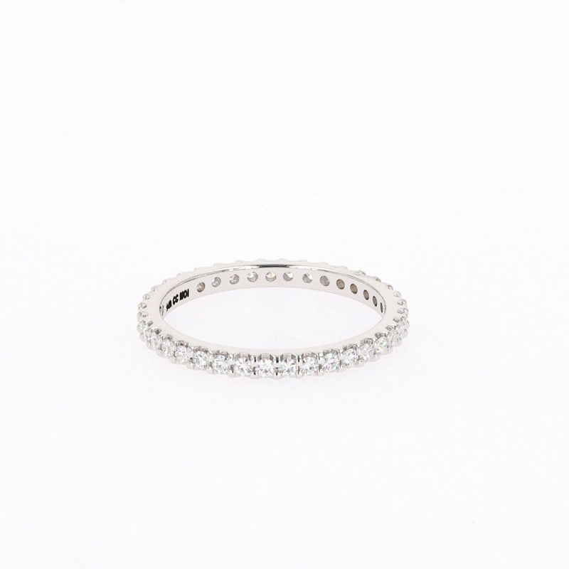 0.57 CTW DEW Round Near-Colorless Moissanite Eternity Ring in 14K White Gold