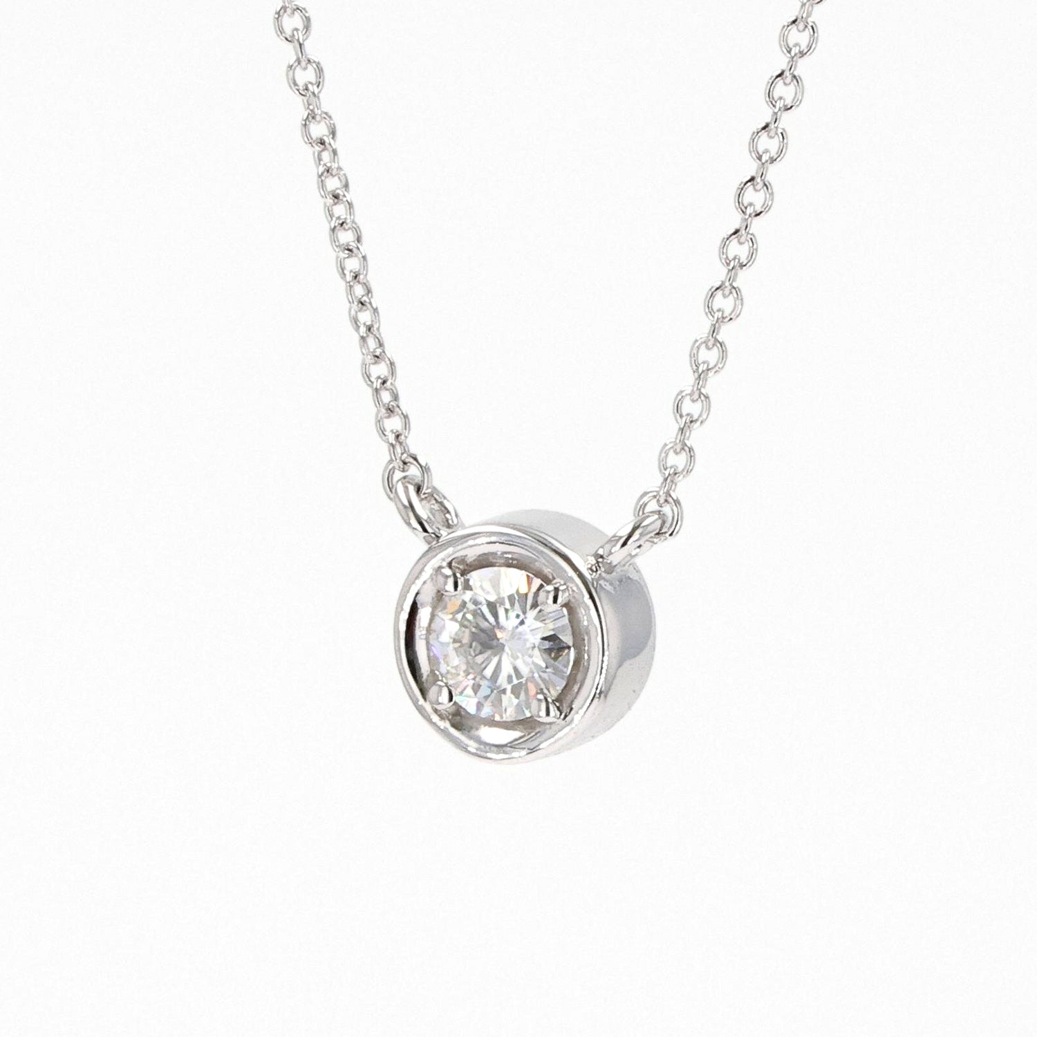 0.33 CTW DEW Round Moissanite Solitaire Pendant in Sterling Silver