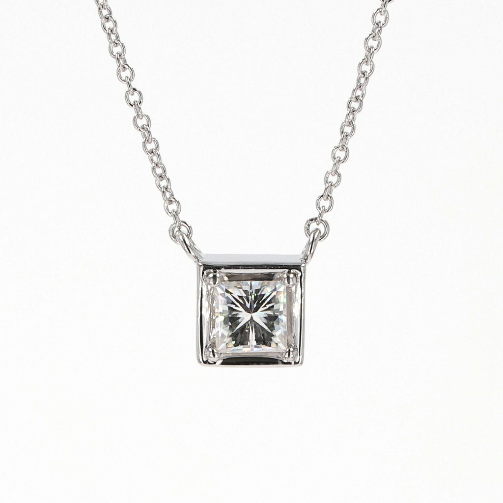 0.60 CTW DEW Square Necklace Sterling