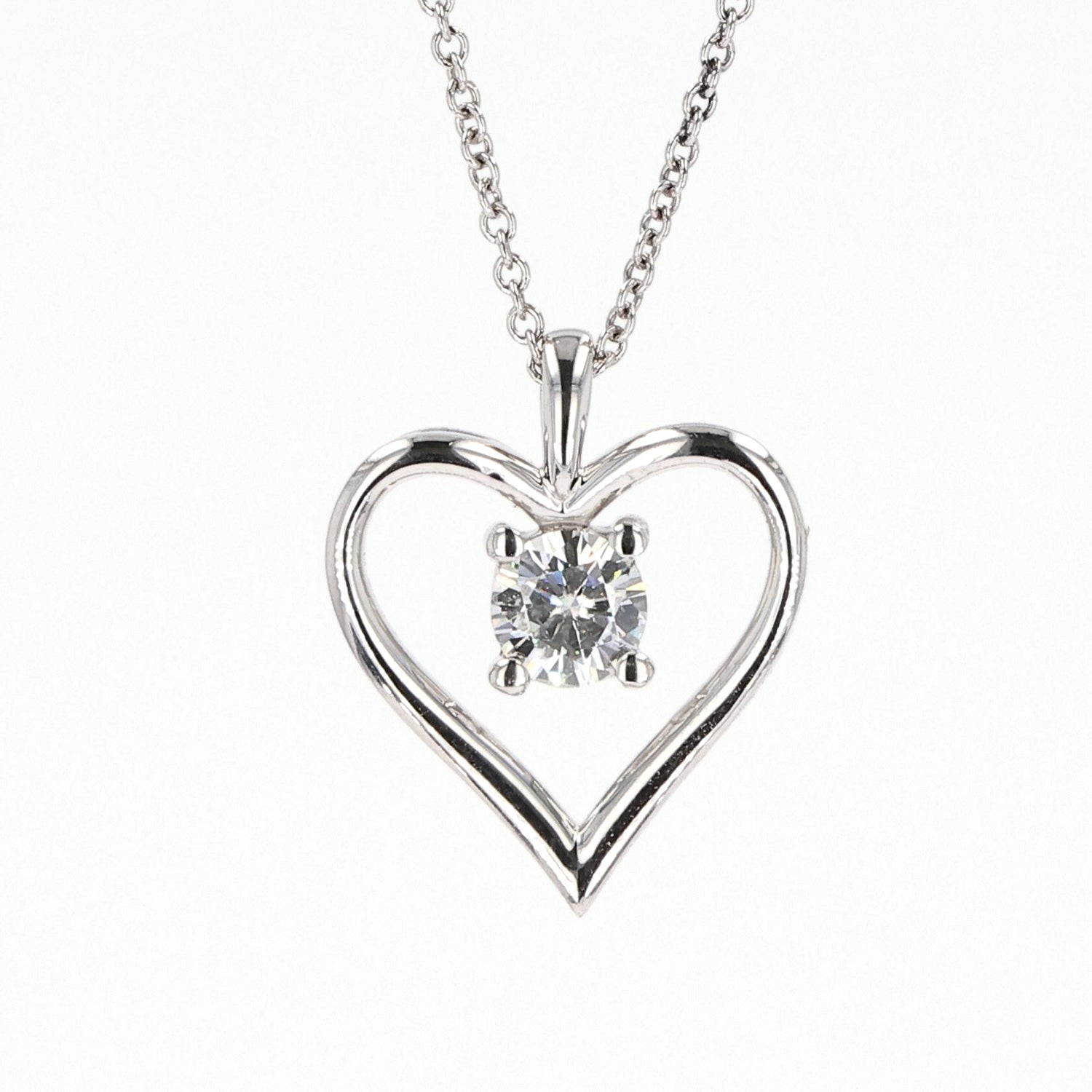 0.33 CTW DEW Round Moissanite Heart Pendant in Sterling Silver