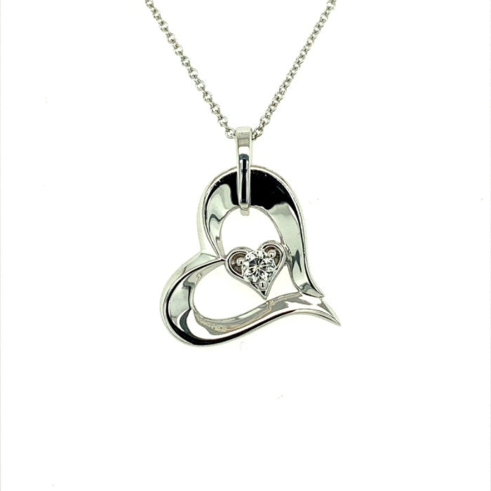 0.13 CTW DEW Heart Pendant Sterling