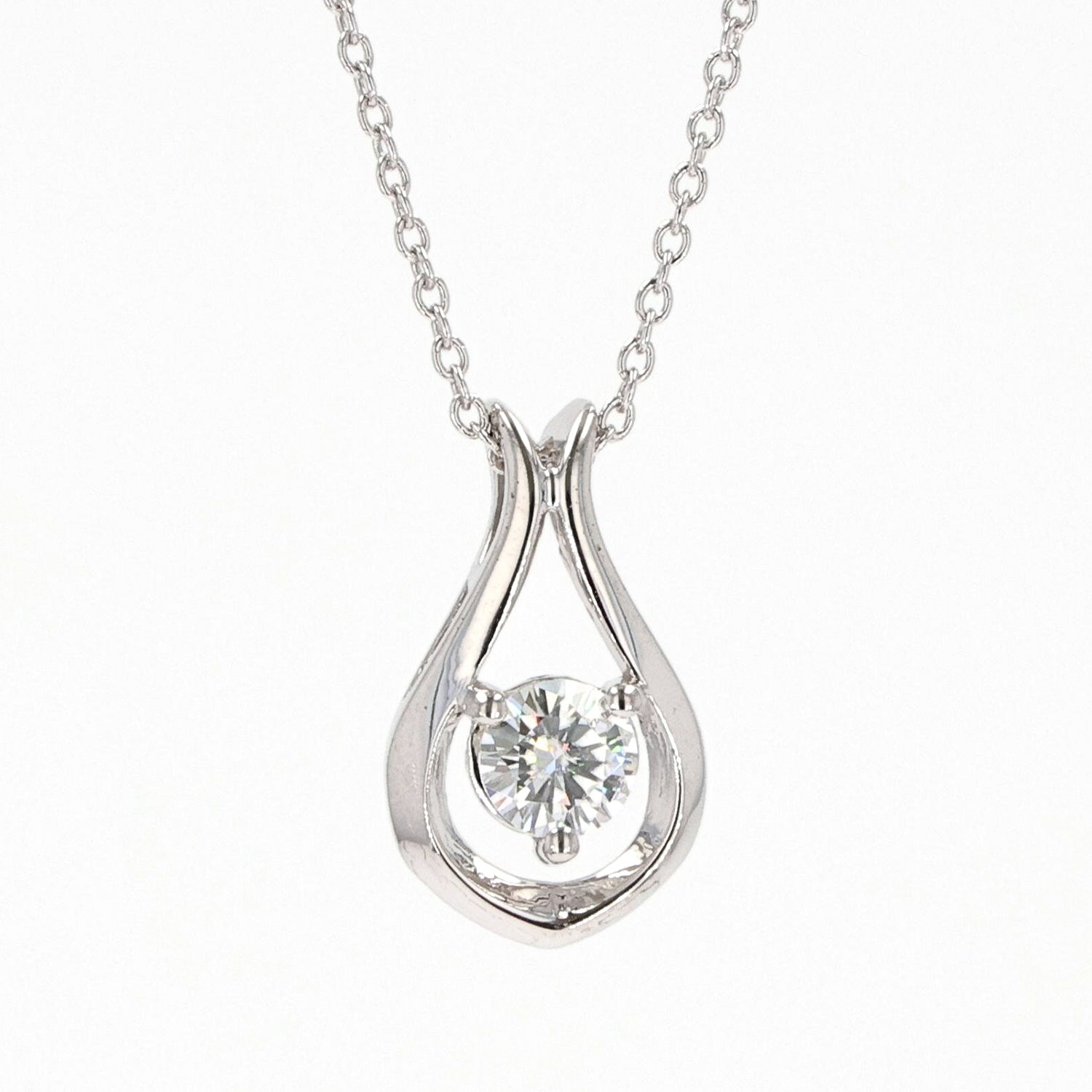 0.33 CTW DEW Round  Moissanite Solitaire Pendant in Sterling Silver