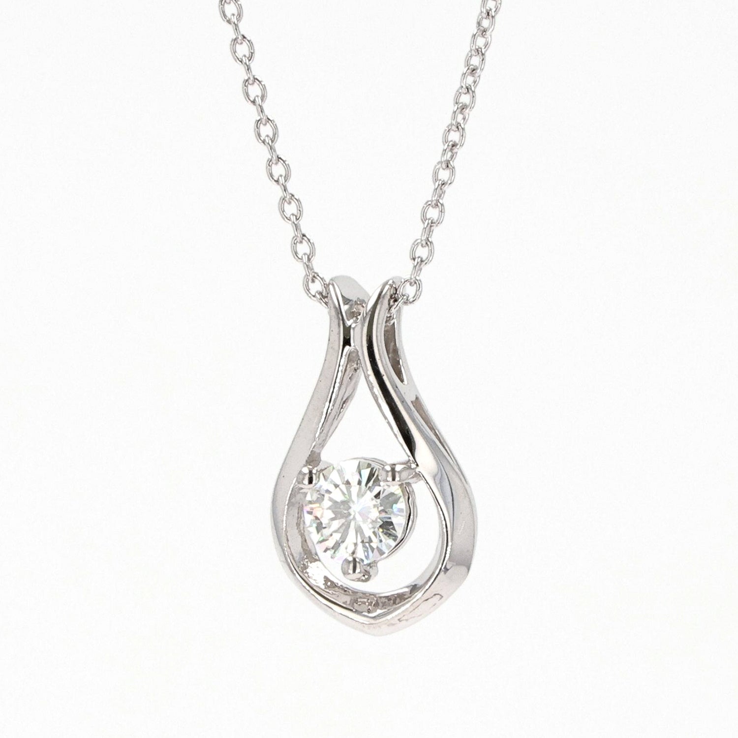 0.33 CTW DEW Round  Moissanite Solitaire Pendant in Sterling Silver