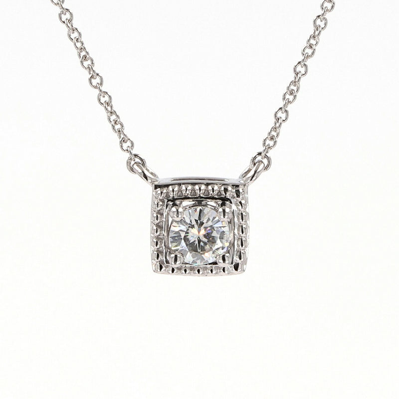 0.33 CTW DEW Round  Moissanite Millgrain Pendant in Sterling Silver