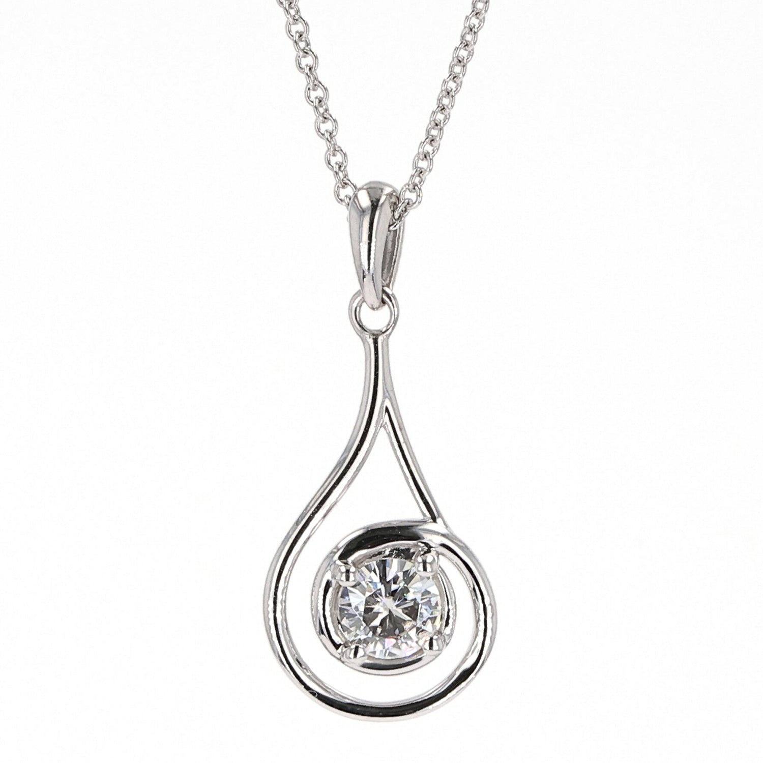 0.33 CTW DEW Round  Moissanite Teardrop Pendant in Sterling Silver