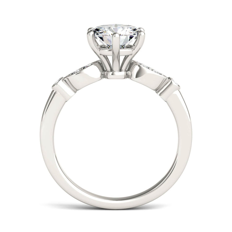 1.59 CTW DEW Round Moissanite Engagement Ring in 14K White Gold