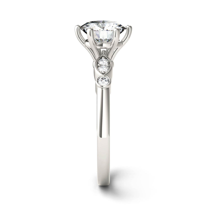 1.59 CTW DEW Round Moissanite Engagement Ring in 14K White Gold