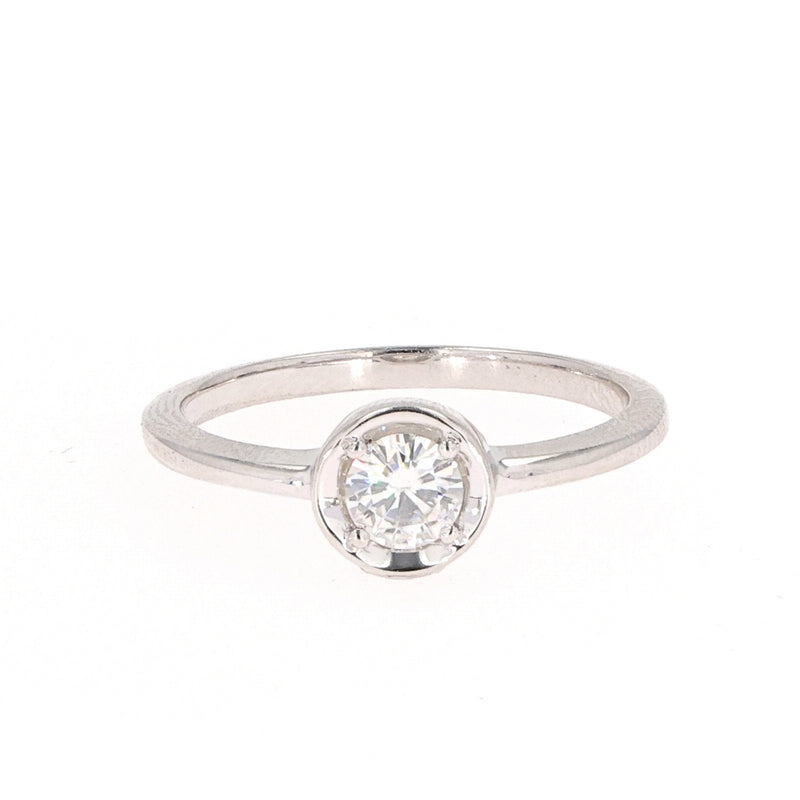 0.33 CTW DEW Round Moissanite Fashion Solitaire Ring in Sterling Silver