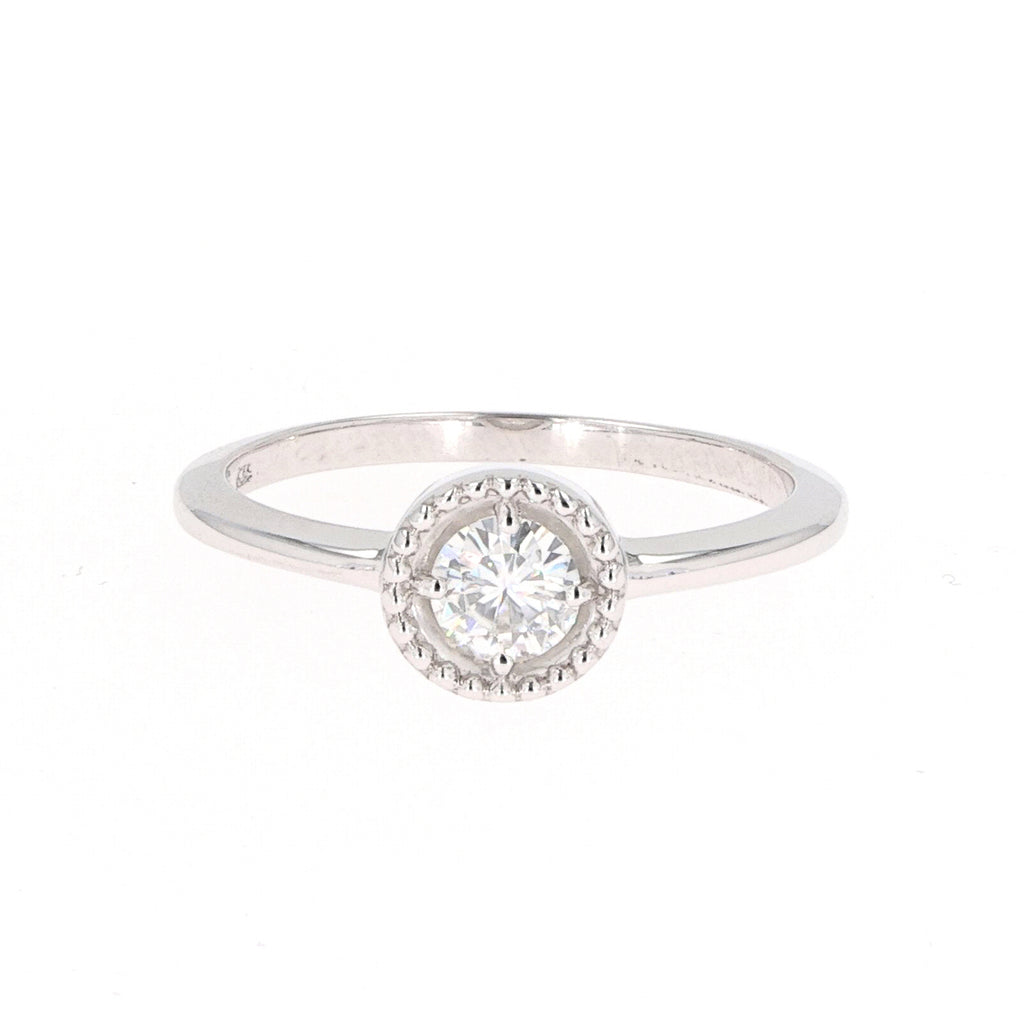 0.33 CTW DEW Round Milgrain Halo Ring Sterling