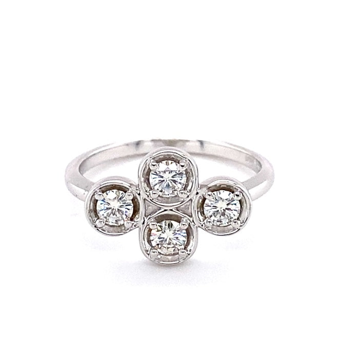 0.52 CTW DEW Round  Moissanite Cluster Stackable Band in Sterling Silver