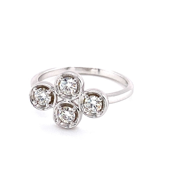 0.52 CTW DEW Round  Moissanite Cluster Stackable Band in Sterling Silver