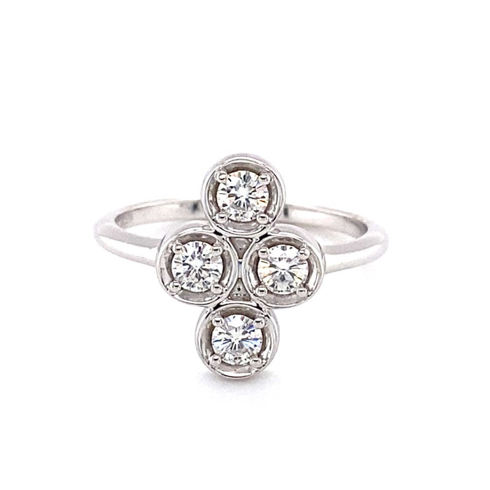0.52 CTW DEW Round Cluster Fashion Ring Sterling