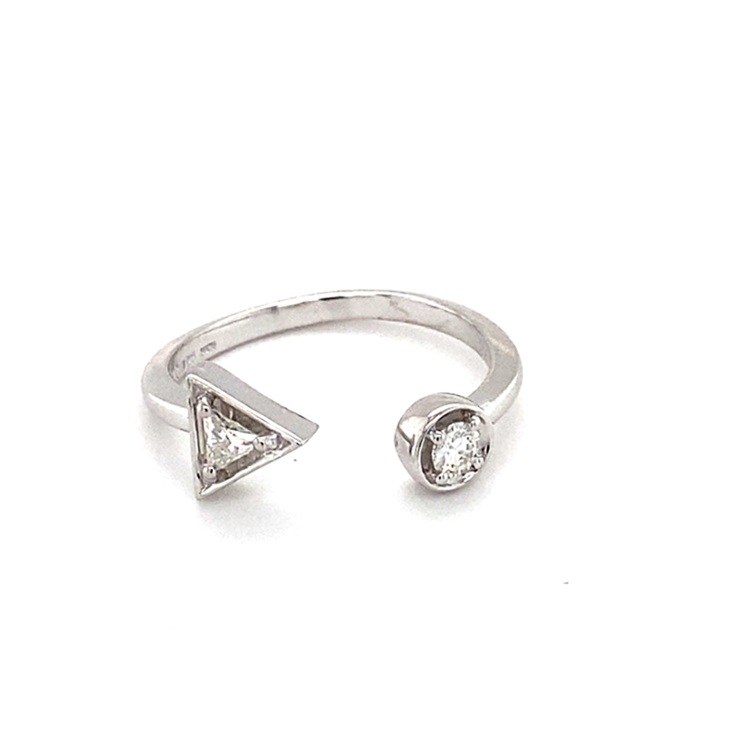 0.20 CTW DEW Triangle Moissanite Geometric Two-Stone Ring in Sterling Silver