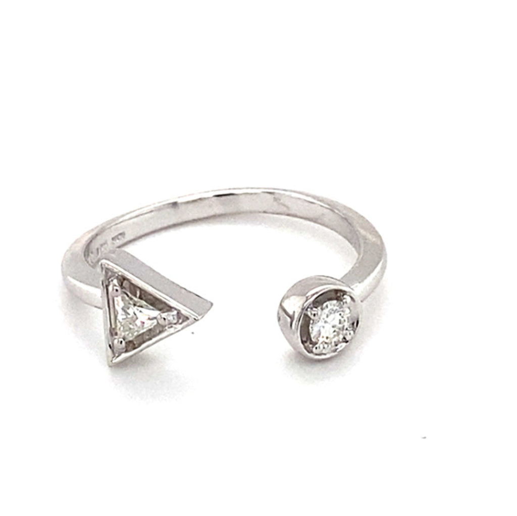 0.20 CTW DEW Triangle Geometric Two Stone Ring Sterling
