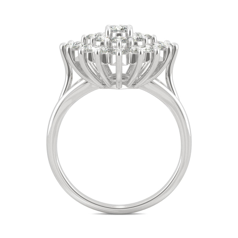 1.12 CTW DEW Round Moissanite Fashion Ring in 14K White Gold