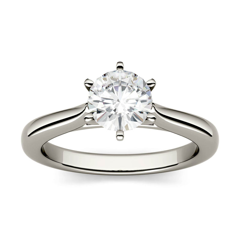 1.00 CTW DEW Round Moissanite Engagement Ring in 14K White Gold