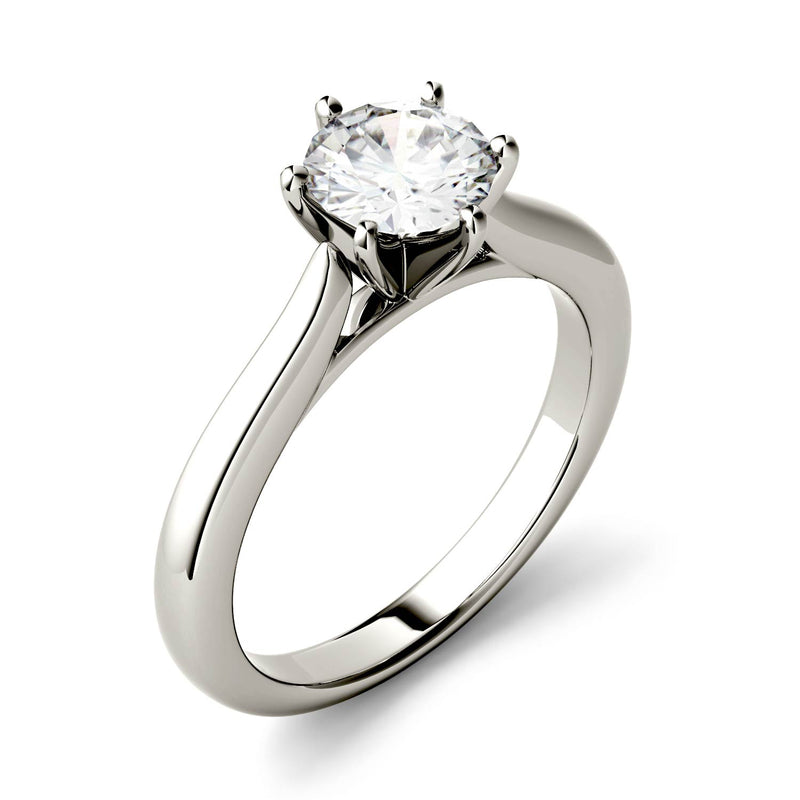1.00 CTW DEW Round Moissanite Engagement Ring in 14K White Gold