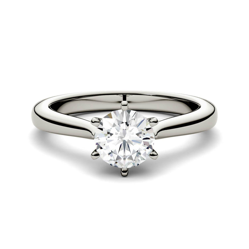 1.00 CTW DEW Round Moissanite Engagement Ring in 14K White Gold