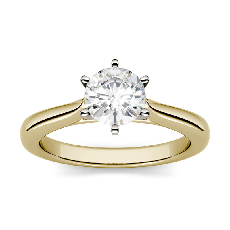 1.00 CTW DEW Round Moissanite Engagement Ring in 14K Two-Toned Gold