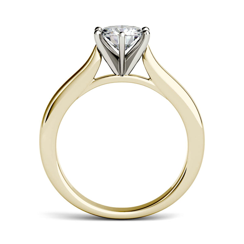 1.00 CTW DEW Round Moissanite Engagement Ring in 14K Two-Toned Gold