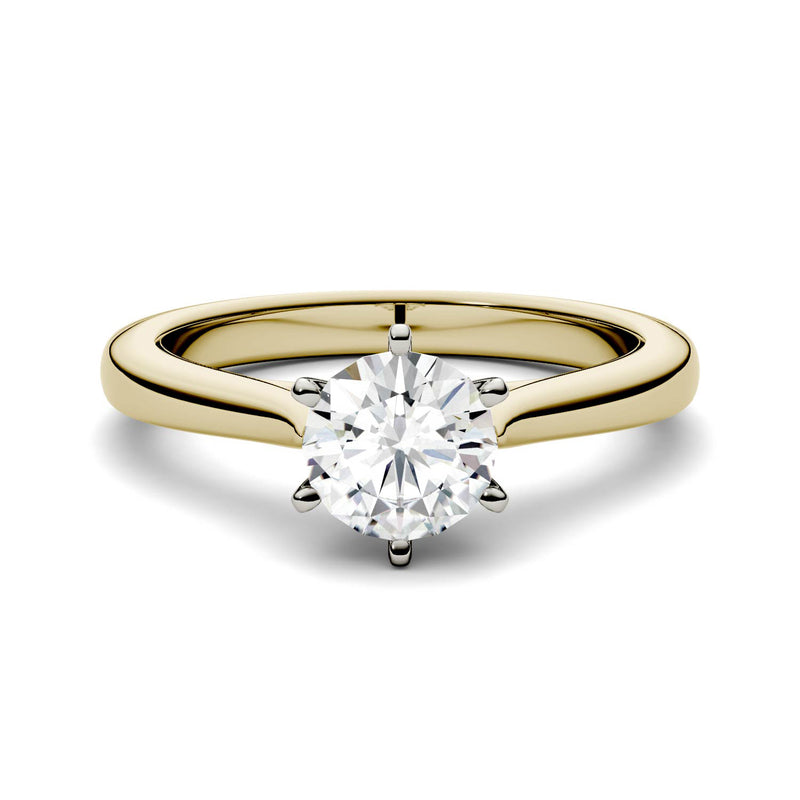 1.00 CTW DEW Round Moissanite Engagement Ring in 14K Two-Toned Gold