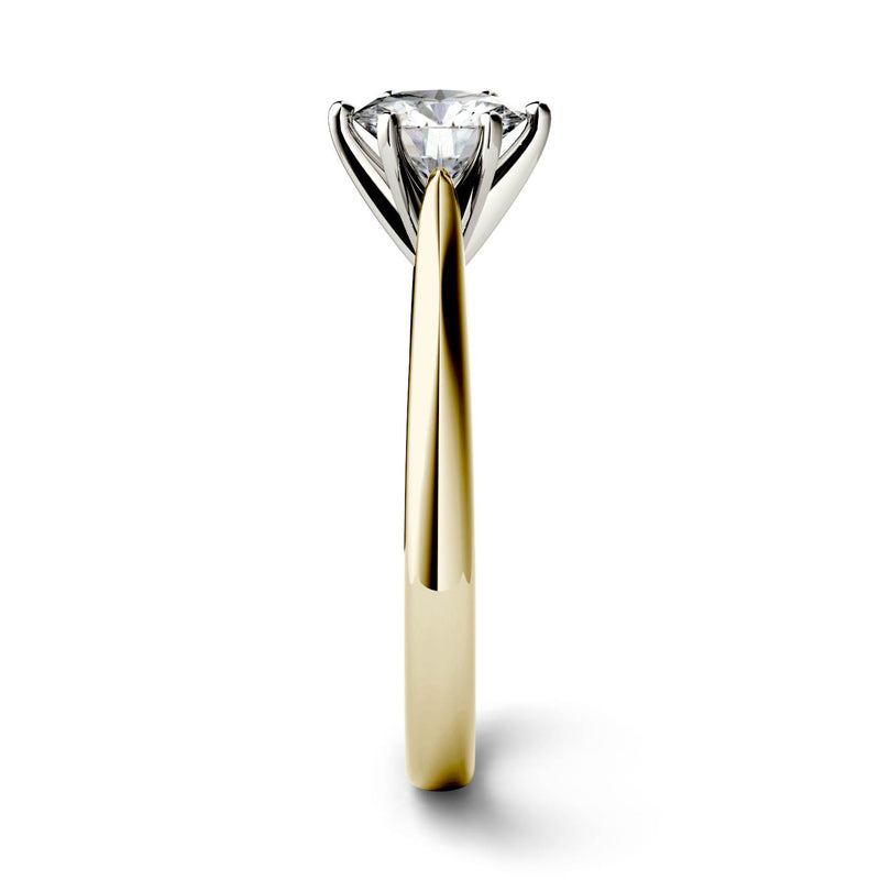 1.00 CTW DEW Round Moissanite Engagement Ring in 14K Two-Toned Gold