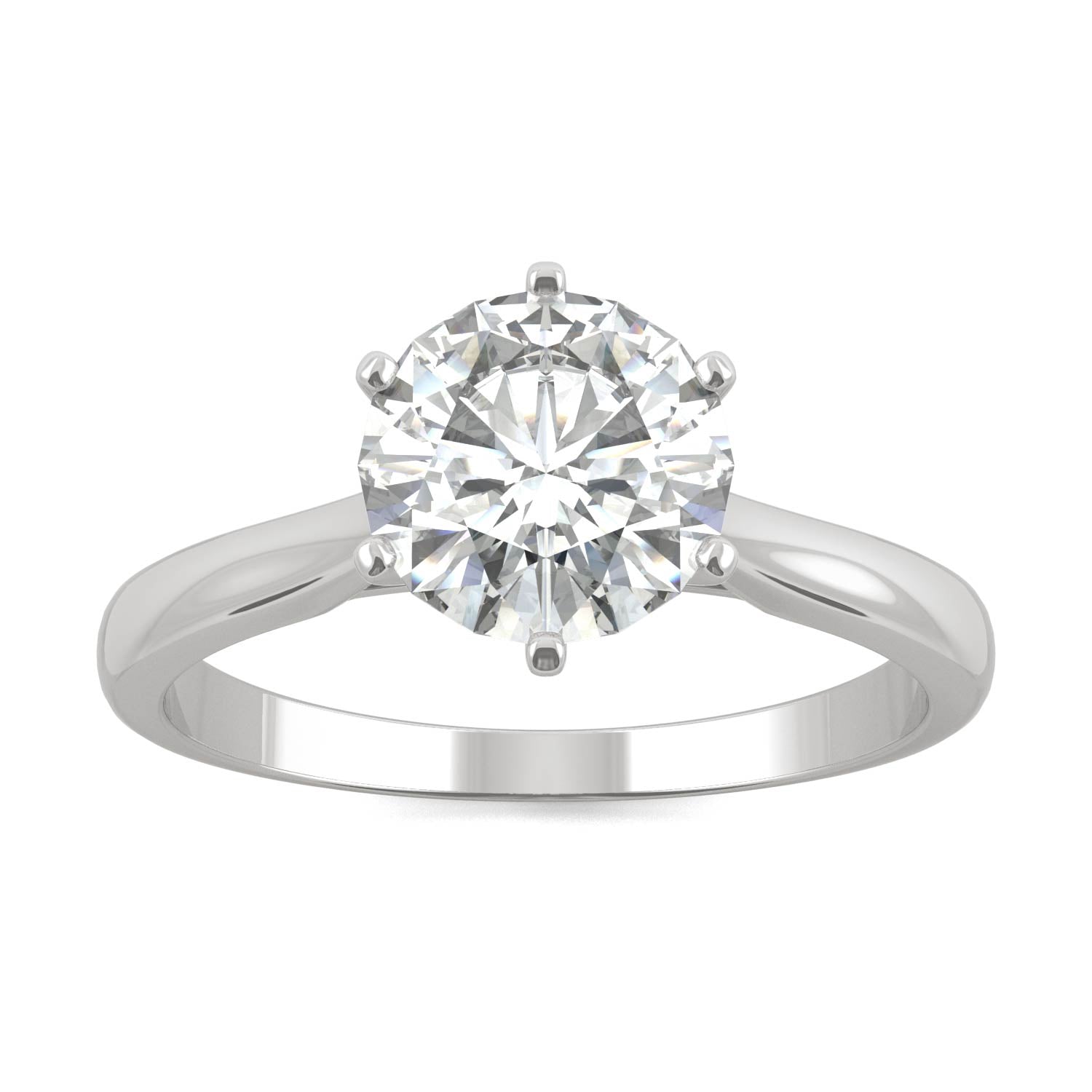 1.50 CTW DEW Round Moissanite Solitaire Ring in 14K White Gold