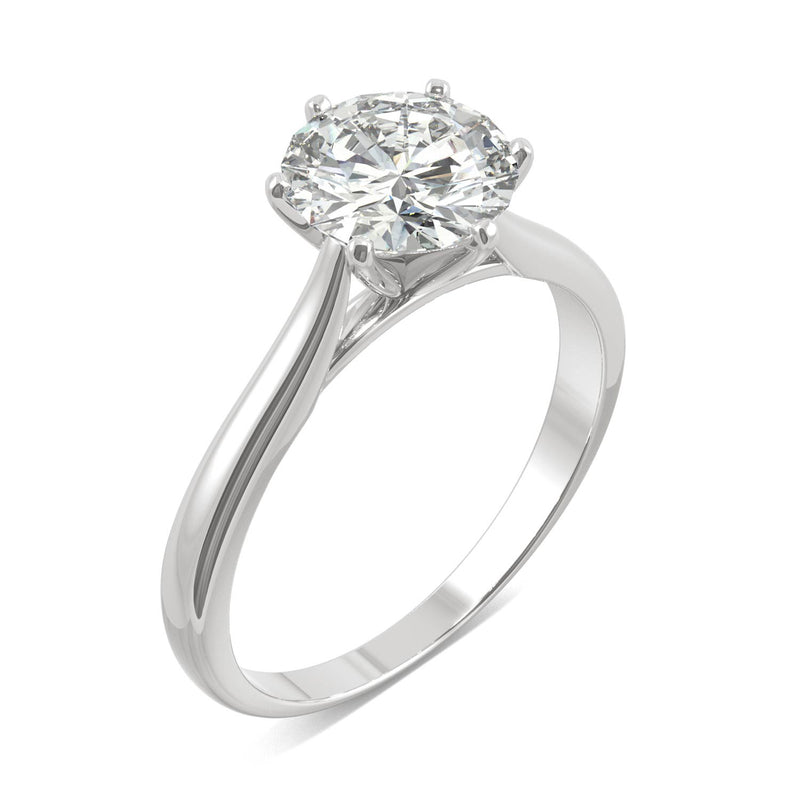 1.50 CTW DEW Round Moissanite Solitaire Ring in 14K White Gold