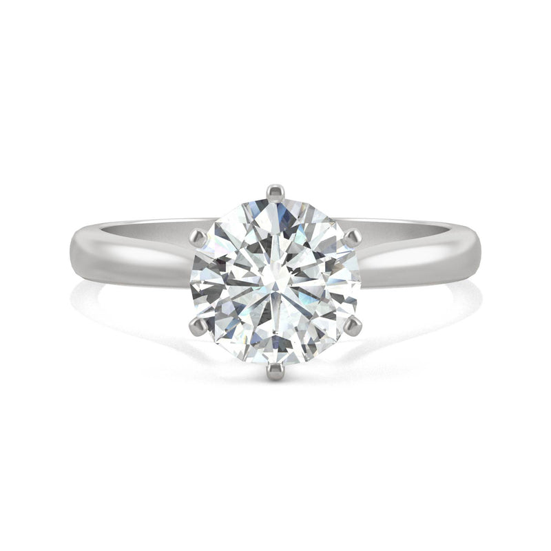 1.50 CTW DEW Round Moissanite Solitaire Ring in 14K White Gold