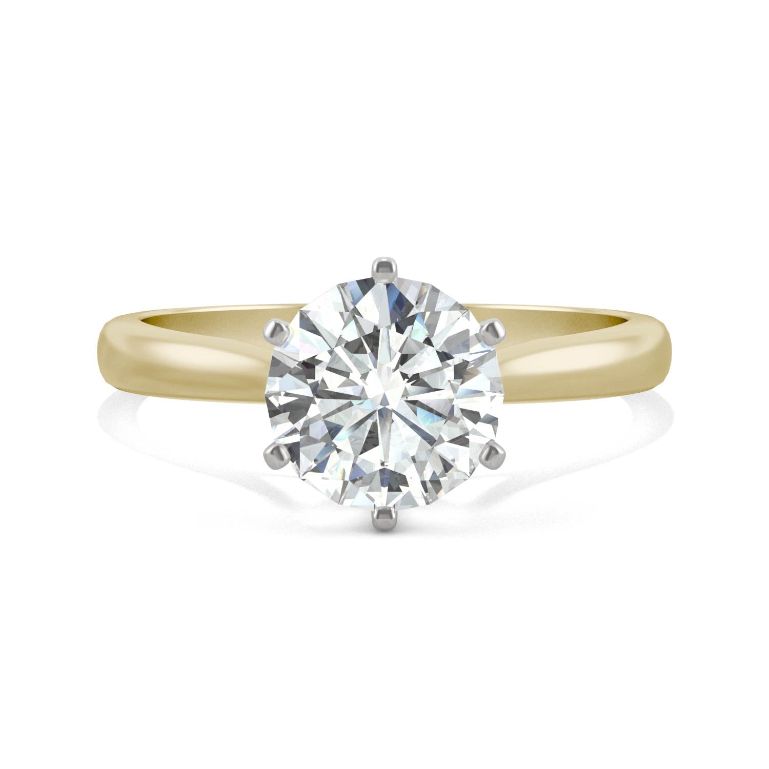 1.50 CTW DEW Round Moissanite Engagement Ring in 14K Two-Toned Gold