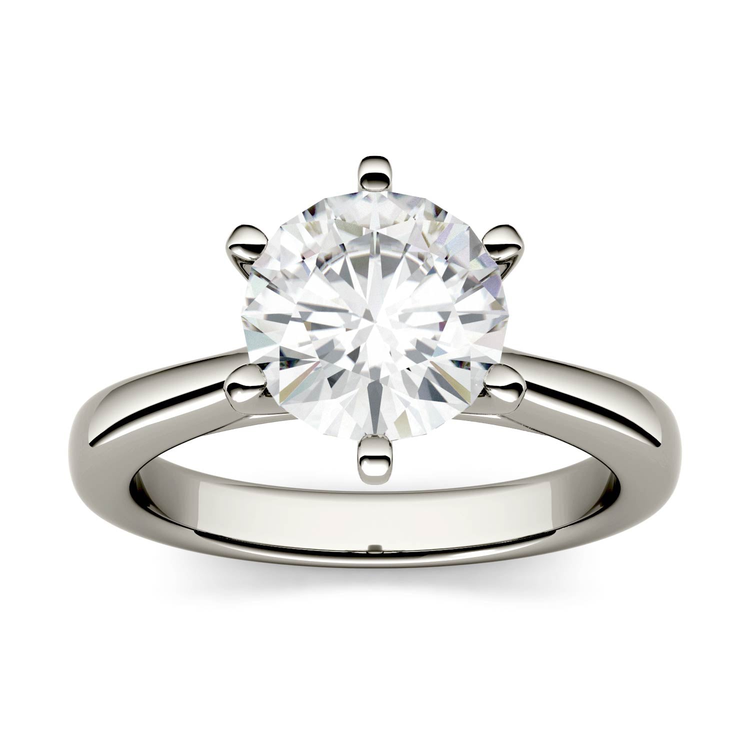 1.90 CTW DEW Round Moissanite Solitaire Engagement Ring in 14K White Gold