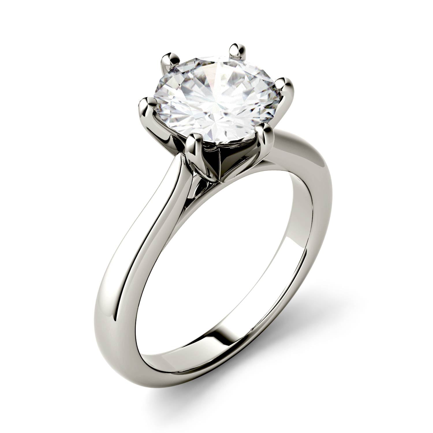 1.90 CTW DEW Round Moissanite Solitaire Ring in 14K White Gold