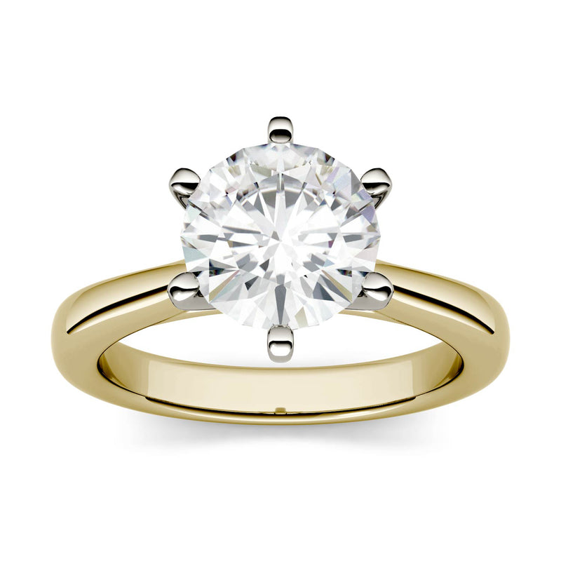 1.90 CTW DEW Round Moissanite Engagement Ring in 14K Two-Toned Gold