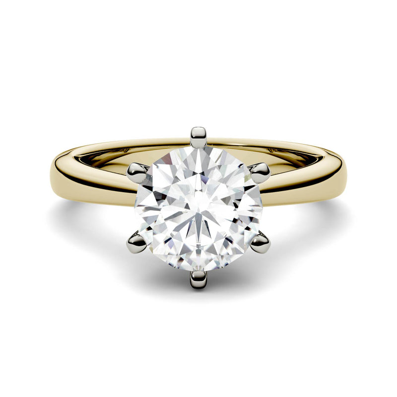 1.90 CTW DEW Round Moissanite Engagement Ring in 14K Two-Toned Gold