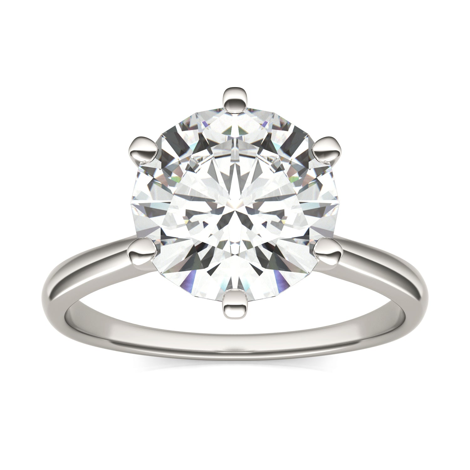 3.10 CTW DEW Round Moissanite Solitaire Ring in 14K White Gold