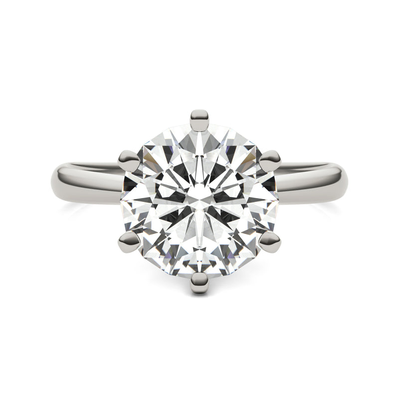 3.10 CTW DEW Round Moissanite Solitaire Ring in 14K White Gold
