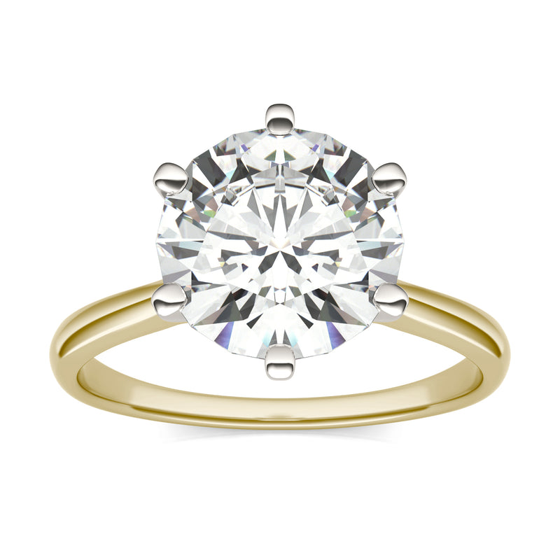 3.10 CTW DEW Round Moissanite Solitaire Ring in 14K Two-Toned Gold