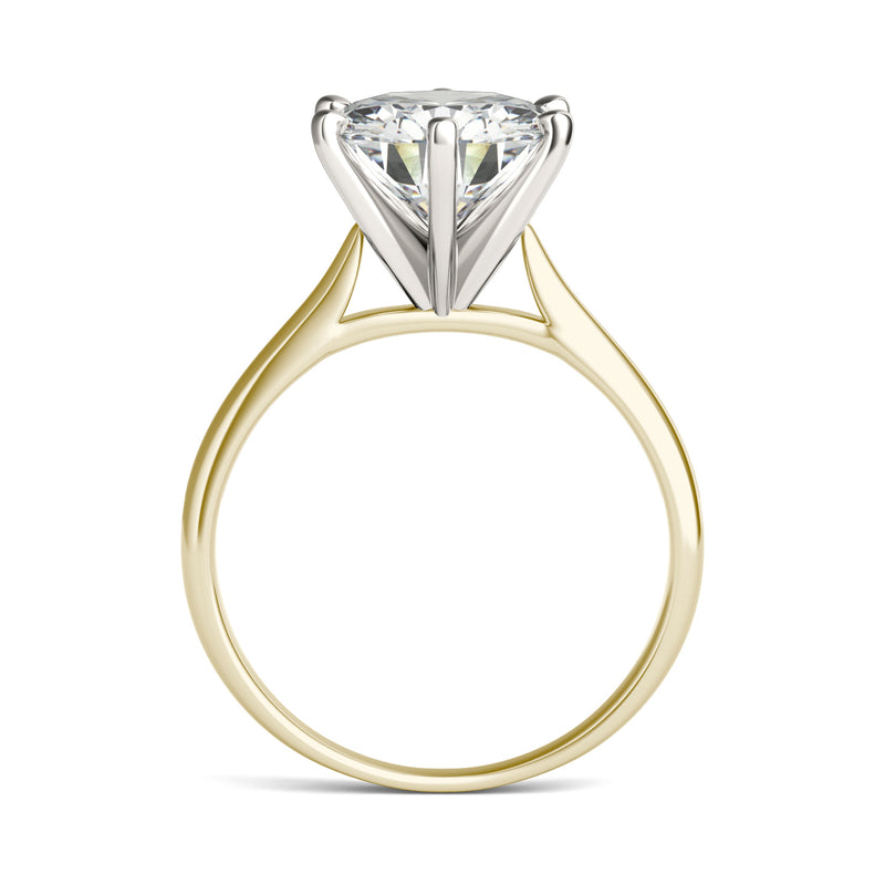 3.10 CTW DEW Round Moissanite Solitaire Ring in 14K Two-Toned Gold