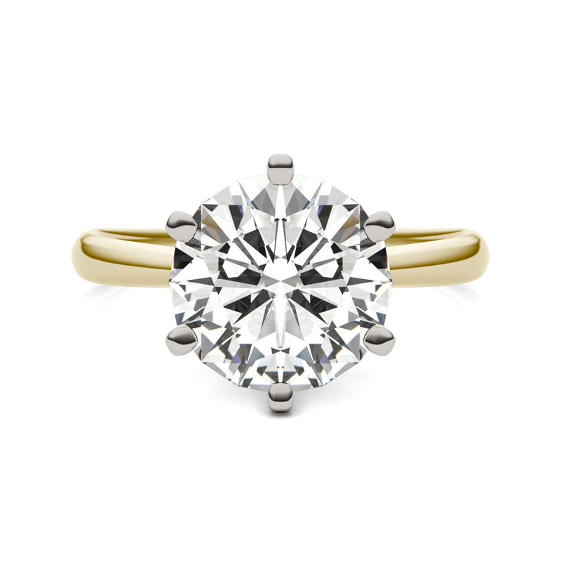 3.10 CTW DEW Round Moissanite Solitaire Ring in 14K Two-Toned Gold