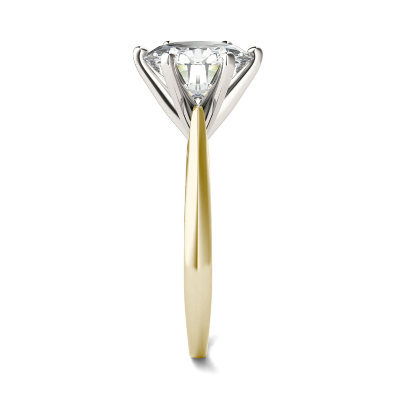 3.10 CTW DEW Round Moissanite Solitaire Ring in 14K Two-Toned Gold