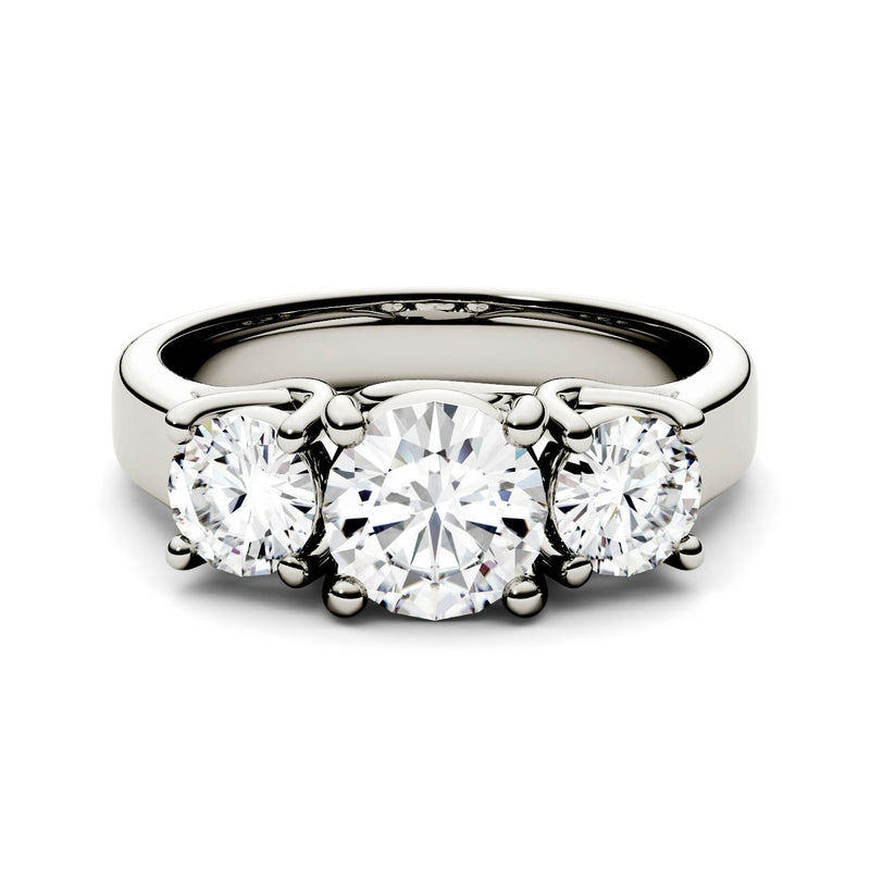 2.00 CTW DEW Round Moissanite Solitaire Ring in 14K White Gold